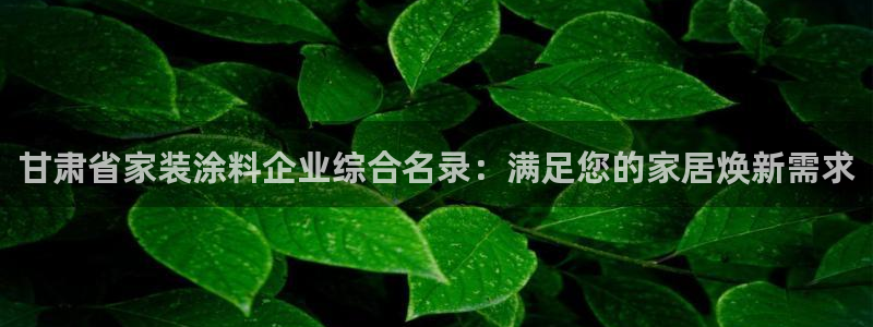 和记h188：甘肃省家装涂料企业综合名录：满足您的家居焕新需求